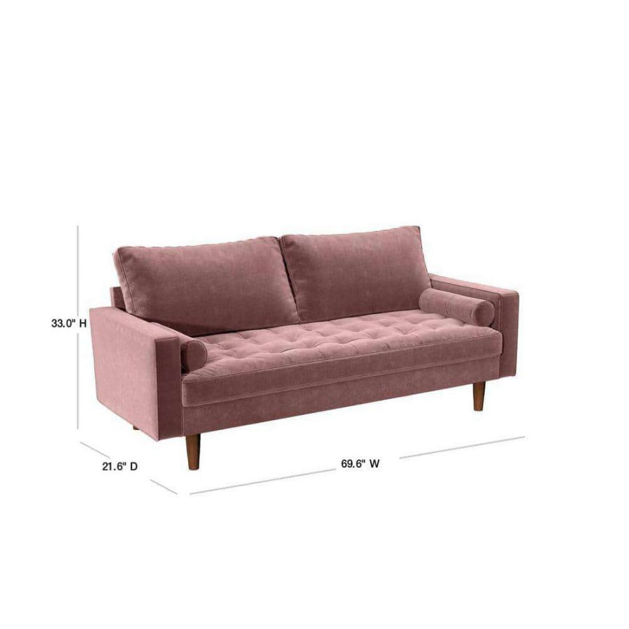 Living Room Furniture * | Civa Velvet 2-Piece Tea Roseliving Room Set Sofa And Loveseat By Us Pride Furniture