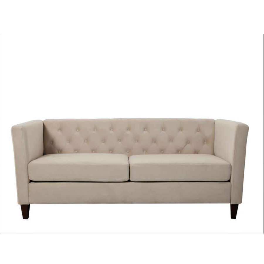 Living Room Furniture * | Leeanna 73.3"W Flared Arm Velvet Straight Sofa In Beige By Us Pride Furniture