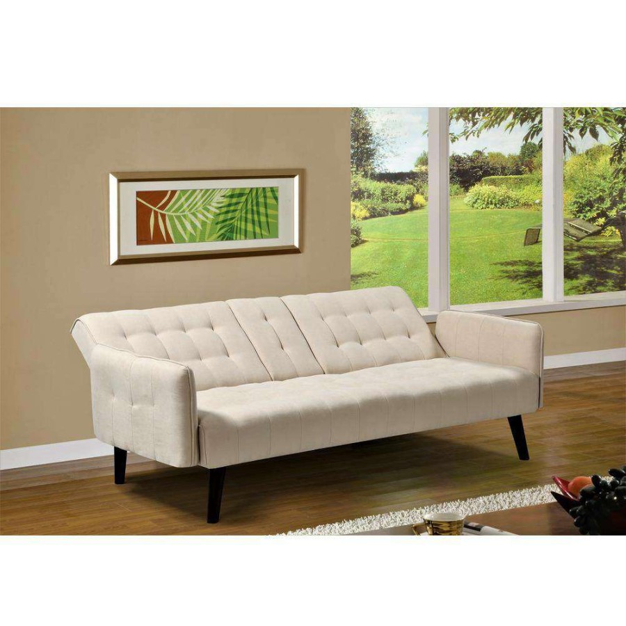 Living Room Furniture * | Payne 72 In. Beige Fabric 2-Seater Twin Sleeper Convertible Sofa Bed With Tapered Legs By Us Pride Furniture