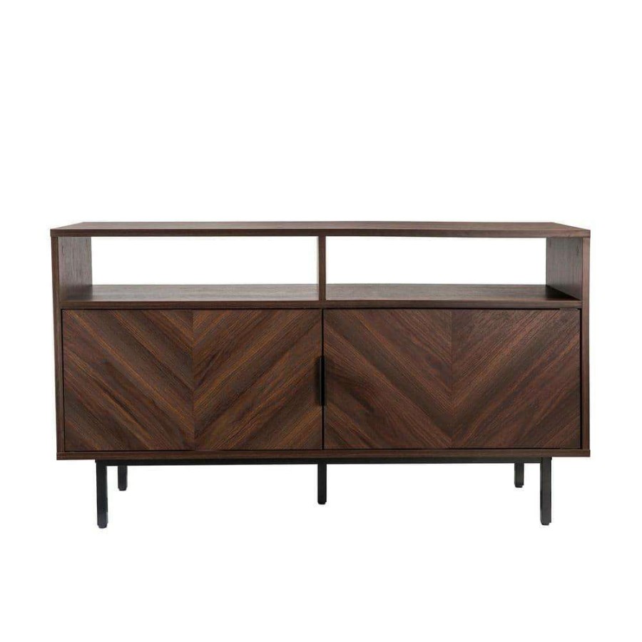 Living Room Furniture * | Izsak 44 In. Walnut Tv Stand Media Console Cabinet With Storage For Living Room Or Entryway Fits Tvs Up To 53 In. By Nathan James