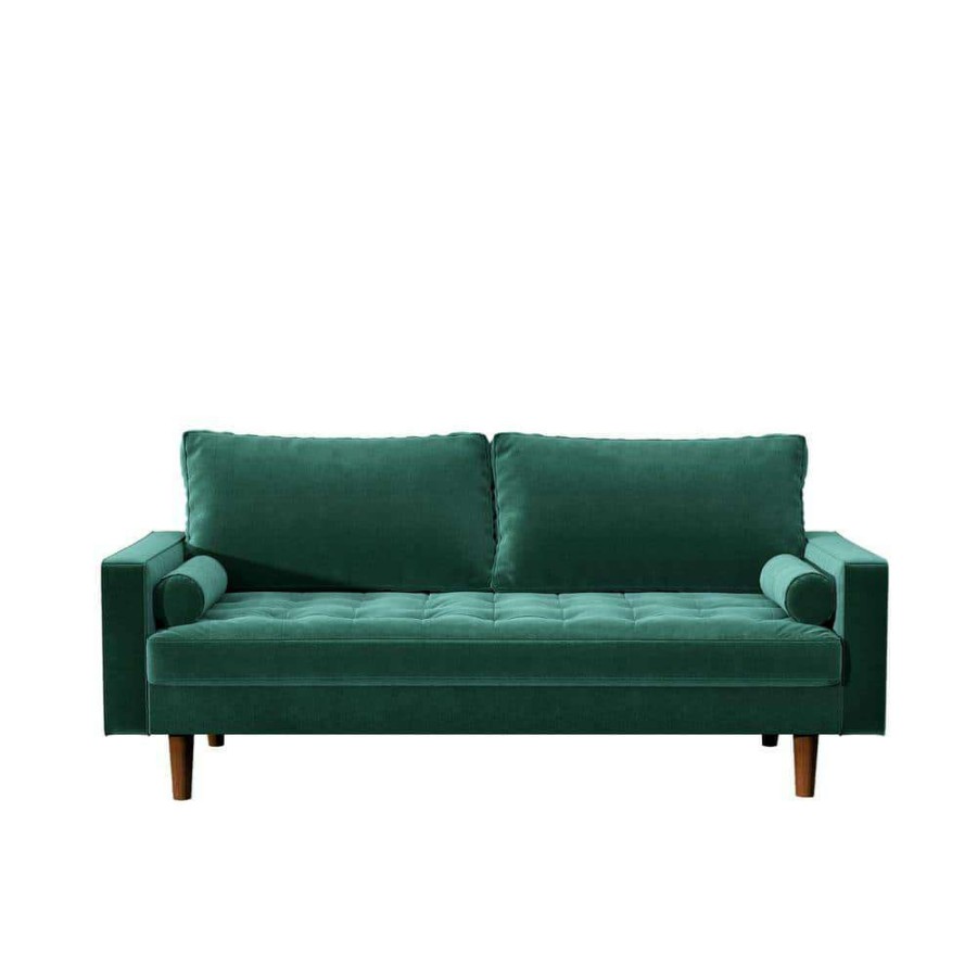 Living Room Furniture * | Civa 69.6 In. Green Velvet 3-Seater Sofa With Removable Cushions By Us Pride Furniture