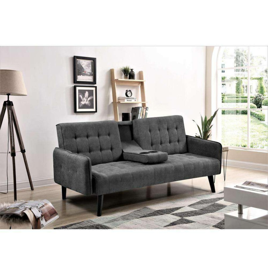 Living Room Furniture * | Payne 72 In. Dark Gray Fabric 2-Seater Twin Sleeper Convertible Sofa Bed With Tapered Legs By Us Pride Furniture