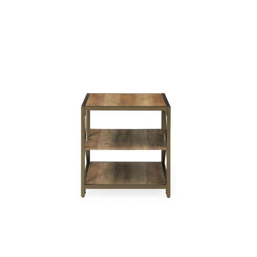 Living Room Furniture * | 23.6 In. Wide 3-Tier Wooden End Table In Bronze By Hodedah