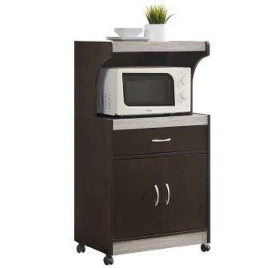 Kitchen & Dining Room Furniture * | Chocolate-Grey Microwave Cart With Storage By Hodedah