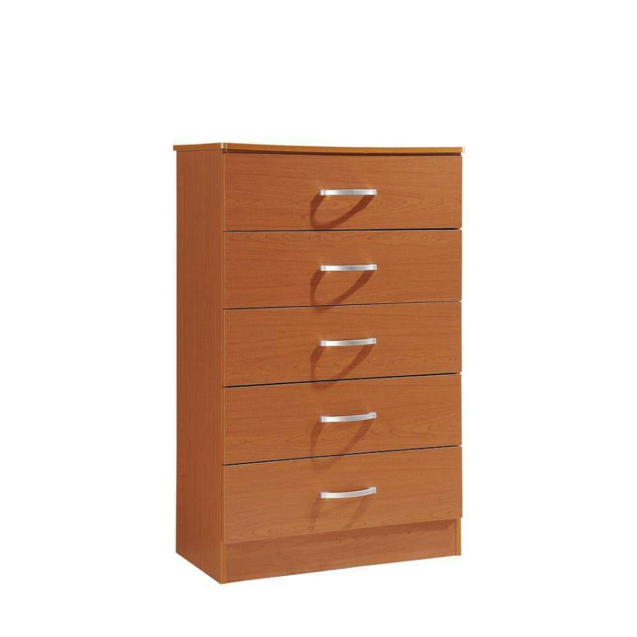 Bedroom Furniture * | 5-Drawer Cherry Chest Of Drawers By Hodedah