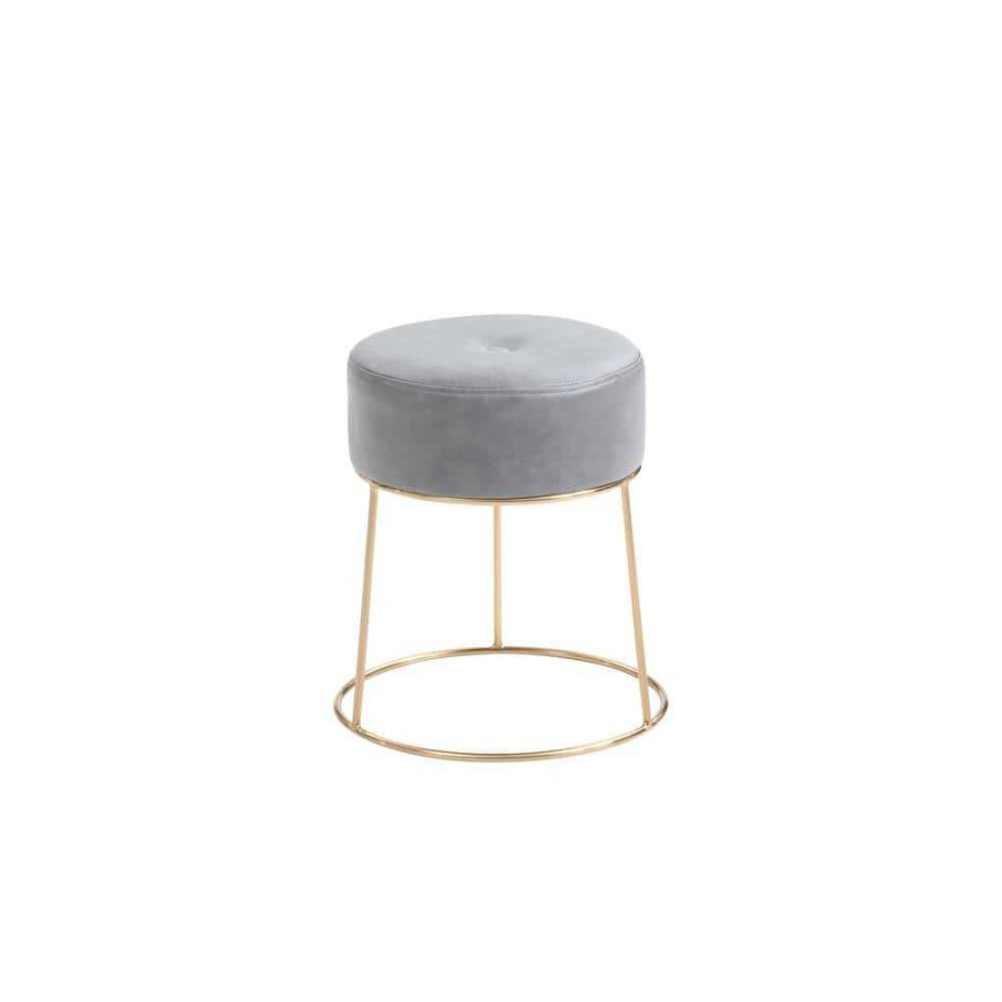 Living Room Furniture * | 13.8 In. Wide Grey Pu Vanity Stool By Hodedah