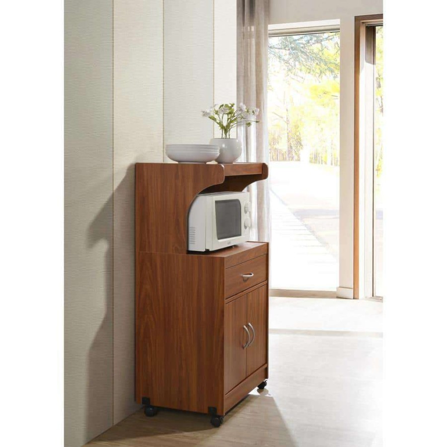 Kitchen & Dining Room Furniture * | Cherry Microwave Cart With Storage By Hodedah