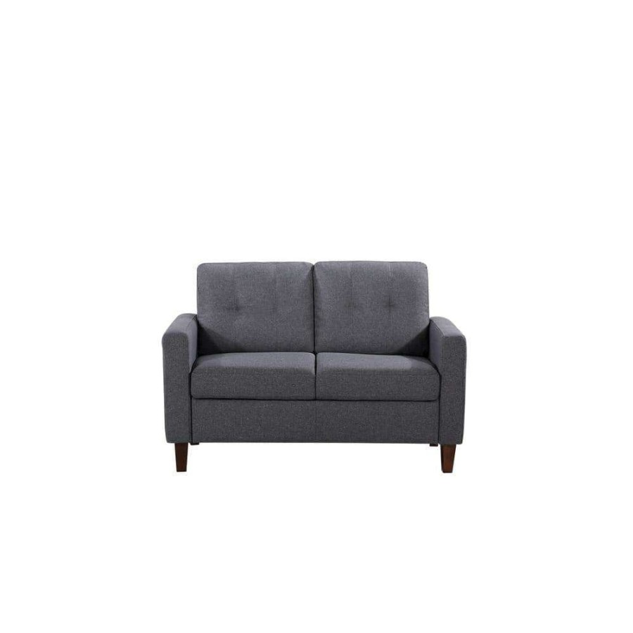 Living Room Furniture * | Rossetti Mid-Century Tufted Gray Loveseat By Us Pride Furniture