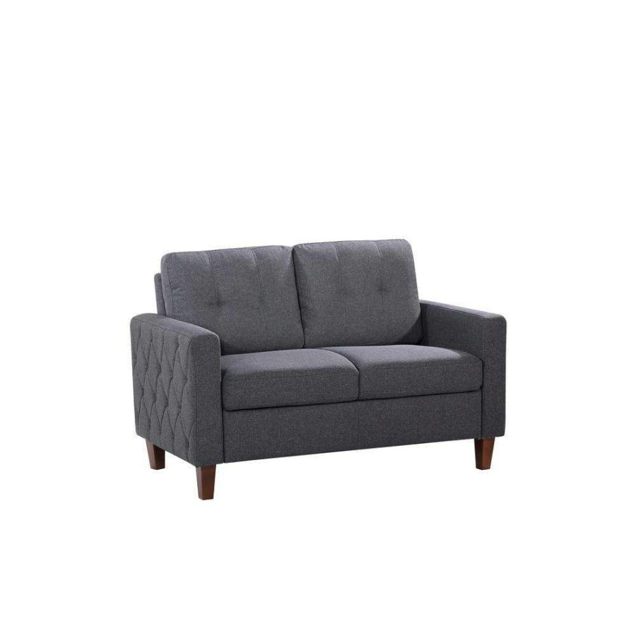 Living Room Furniture * | Rossetti Mid-Century Tufted Gray Loveseat By Us Pride Furniture