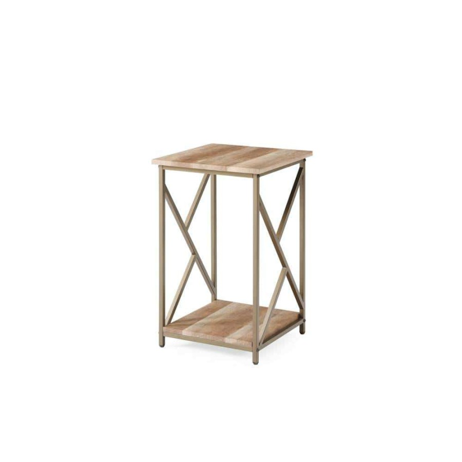 Living Room Furniture * | 15 In. Width Wooden Side Table In Gold By Hodedah