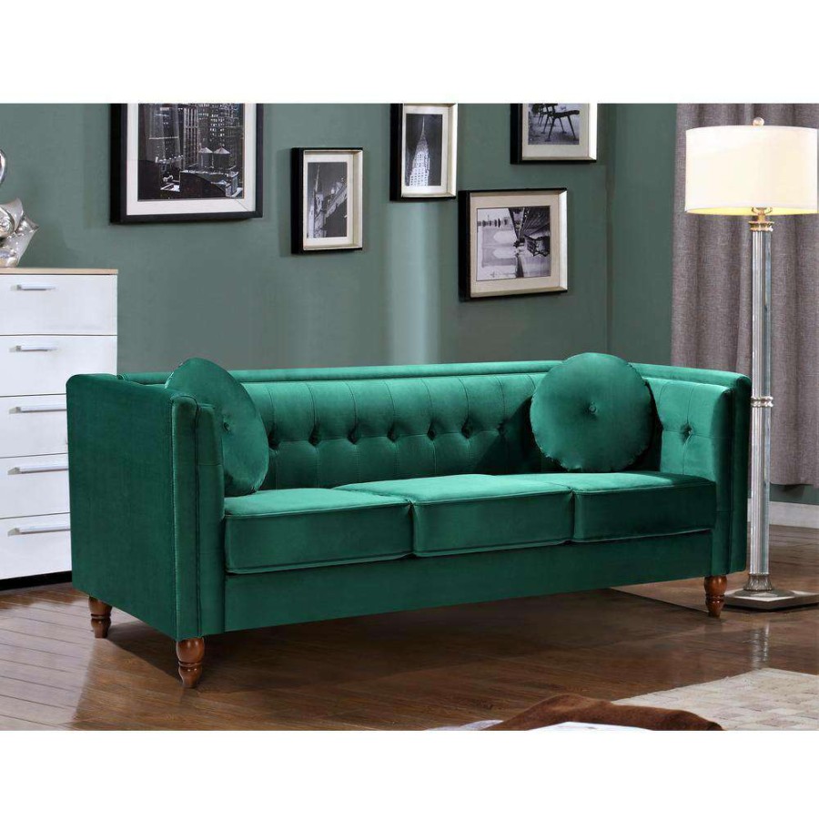 Living Room Furniture * | Angie Green Classic Kittleson Chesterfield Sofa By Us Pride Furniture