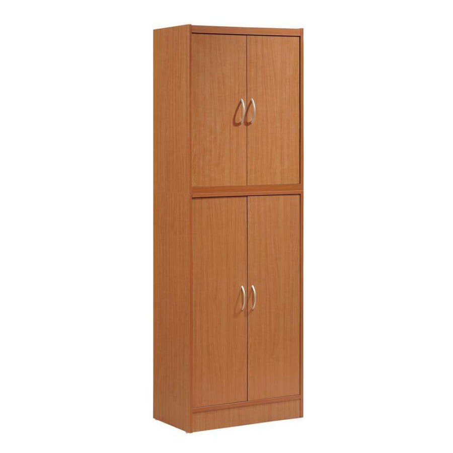 Kitchen & Dining Room Furniture * | 4-Door Cherry Kitchen Pantry By Hodedah