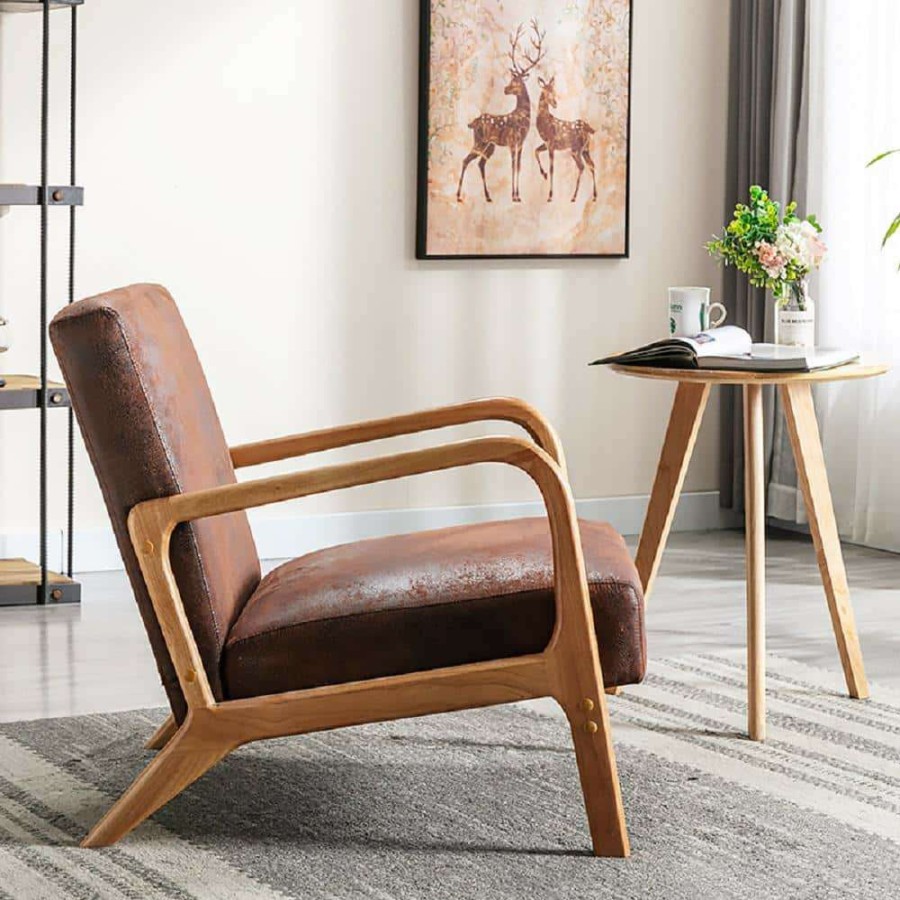 Living Room Furniture * | Glostrup 25.2" Brown Wide Armchair By Us Pride Furniture