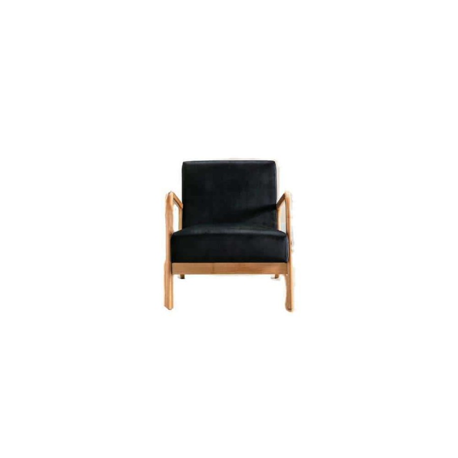 Living Room Furniture * | Kreindy 25.2" Wide Black Velvet Square Armchair By Us Pride Furniture