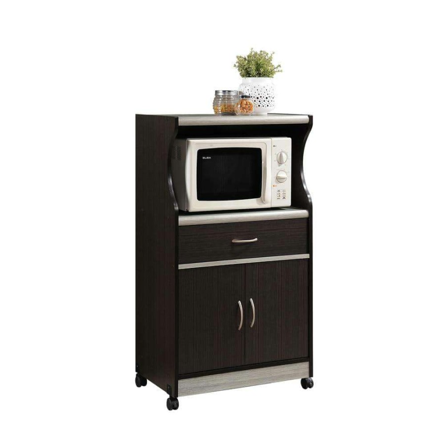 Kitchen & Dining Room Furniture * | Grey Microwave Cart With Storage By Hodedah