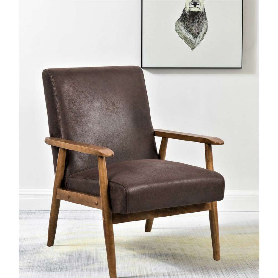 Living Room Furniture * | Charles Dark Brown Classic Mid-Century Modern Chair By Us Pride Furniture