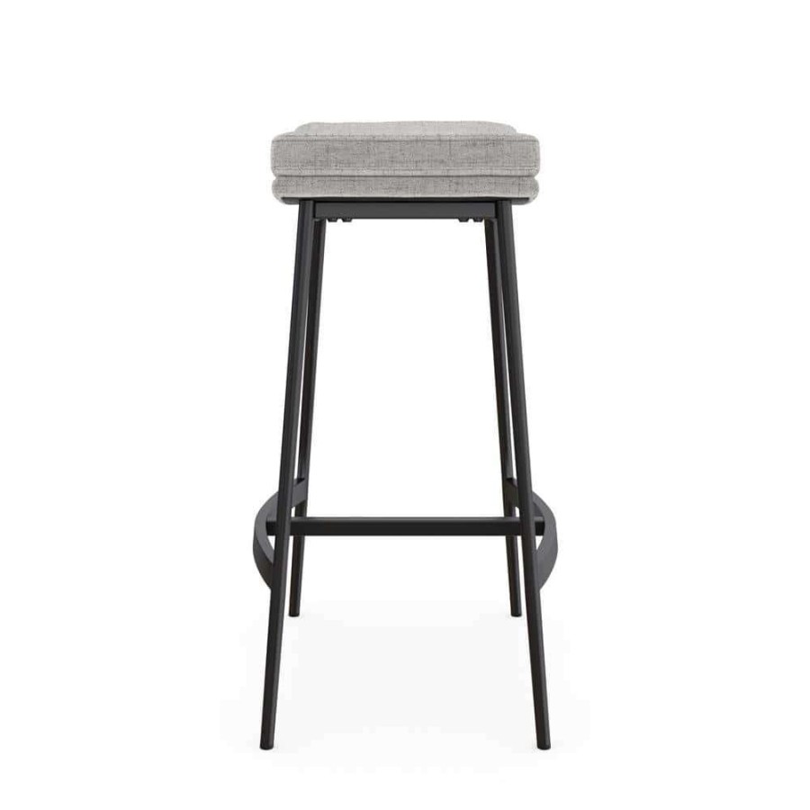 Bar Furniture * | Arlo 27 In. Gray/Matte Black Modern Backless Kitchen Counter Bar Stool Metal Frame With Saddle Seat By Nathan James