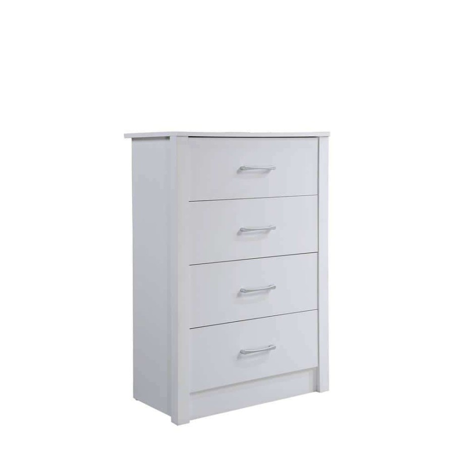 Bedroom Furniture * | 4-Drawer Chest White 40.24 In. H X 27.52 In. W X 15.51 In. D By Hodedah