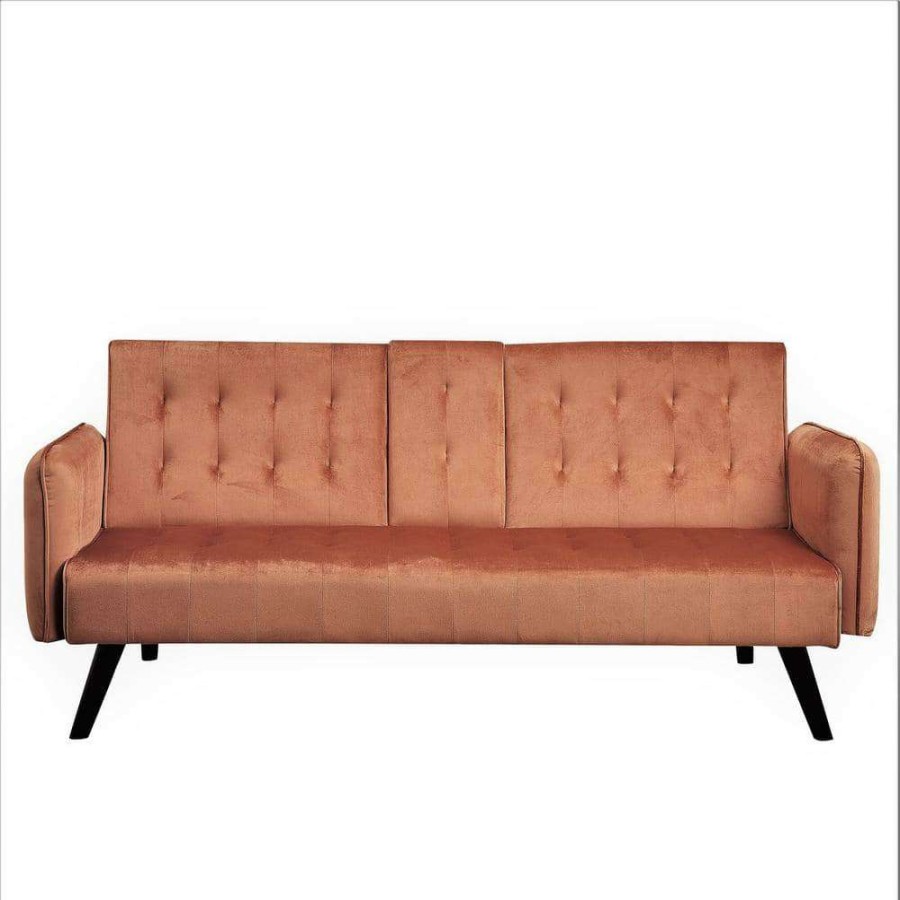 Living Room Furniture * | Jeff 72 In. Cocoa Brown Velvet 2-Seats Tween Sofa Beds By Us Pride Furniture