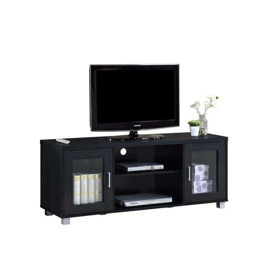 Living Room Furniture * | 57 In. Charcoal Wood Tv Stand Fits Tvs Up To 60 In. With Cable Management By Hodedah