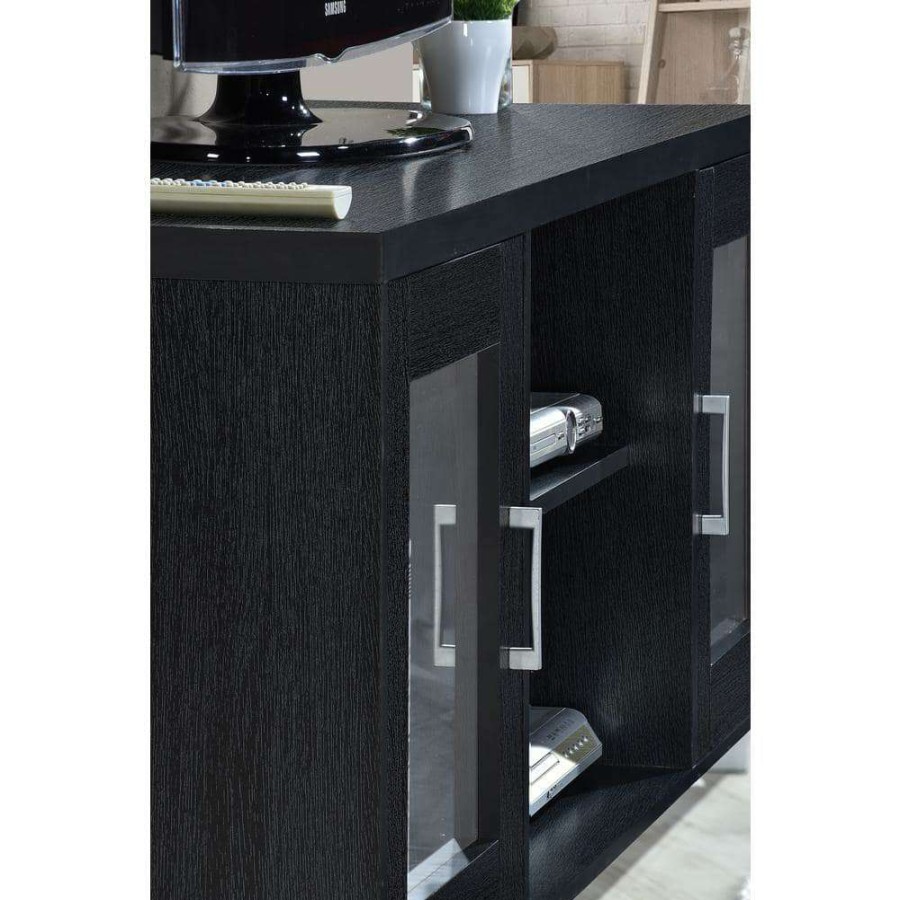 Living Room Furniture * | 57 In. Charcoal Wood Tv Stand Fits Tvs Up To 60 In. With Cable Management By Hodedah