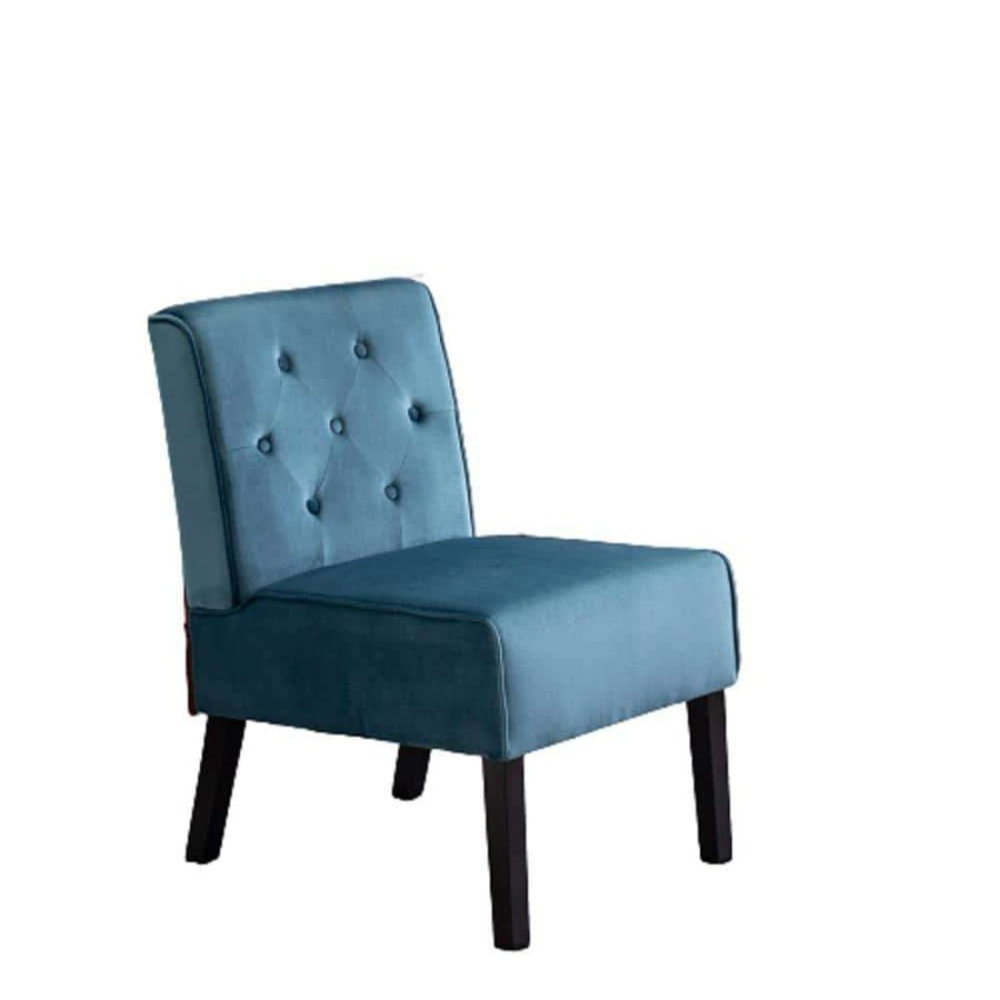 Living Room Furniture * | Adams Blue Velvet Accent Chair (Set Of 2) By Us Pride Furniture