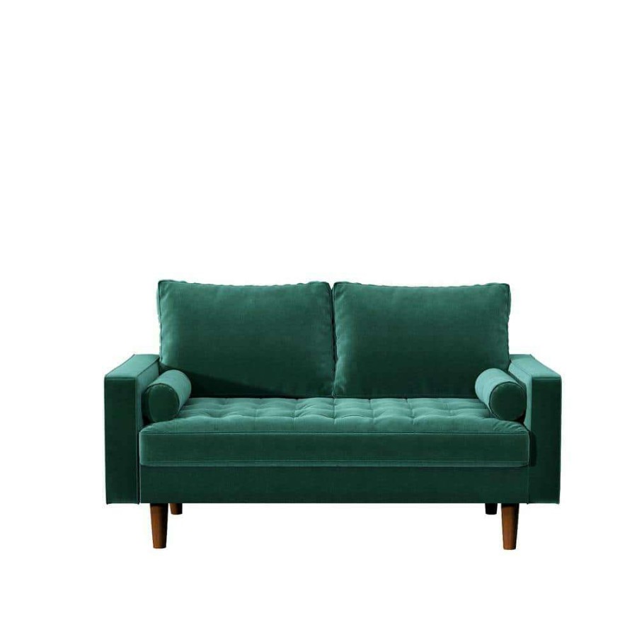 Living Room Furniture * | Civa 57.8 In. Green Velvet 2-Seater Loveseat With Removable Cushions By Us Pride Furniture