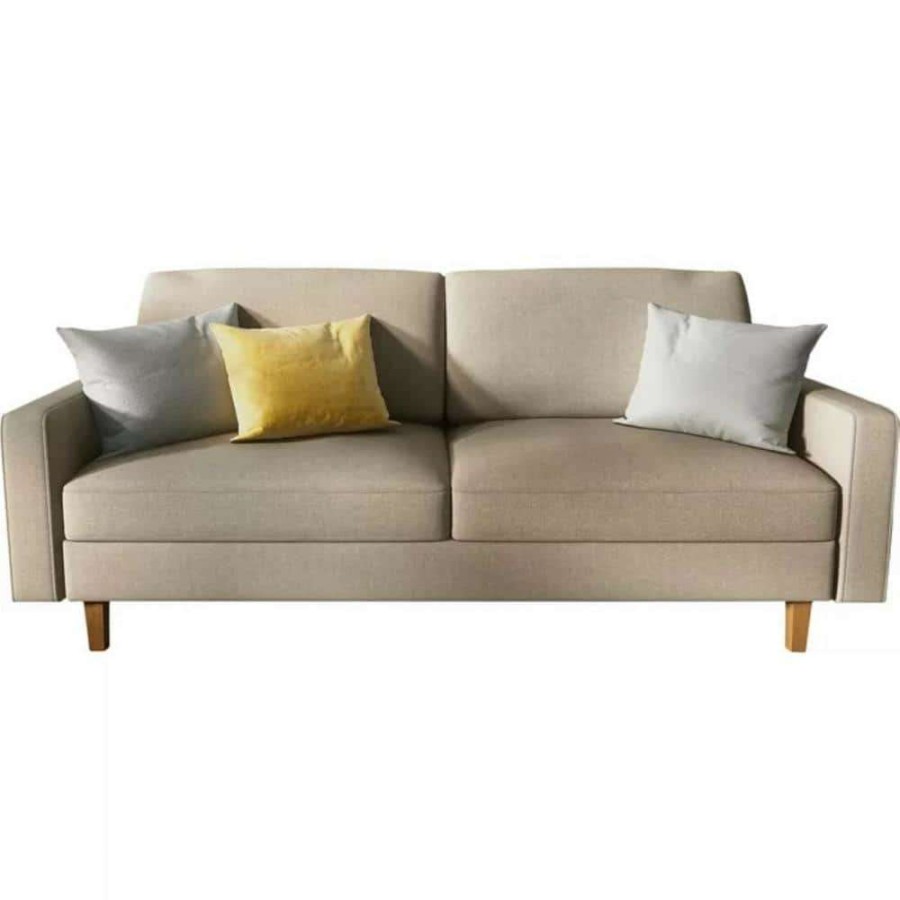 Living Room Furniture * | Isata 69.7 In. Square Arm Polyester Straight Sofa In Beige By Us Pride Furniture