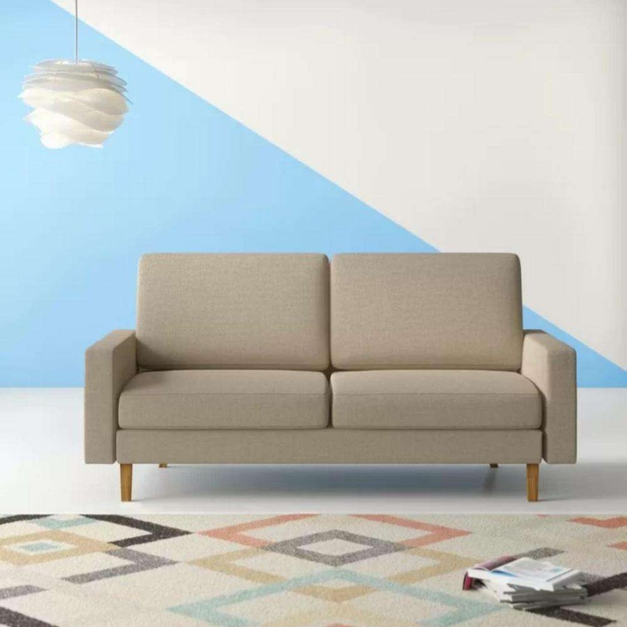 Living Room Furniture * | Isata 69.7 In. Square Arm Polyester Straight Sofa In Beige By Us Pride Furniture