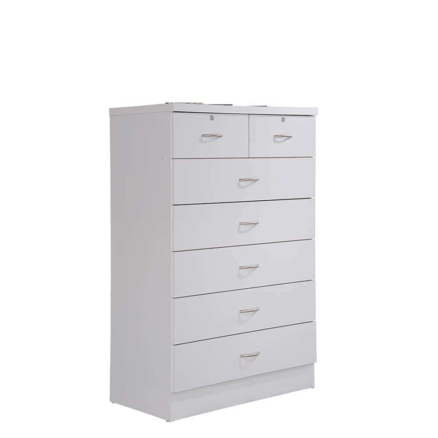 Bedroom Furniture * | 7-Drawer 48 In. H X 31.5 In. W X 18 In. D Chest Of Drawer In White By Hodedah