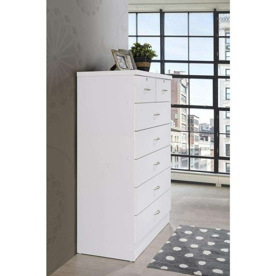 Bedroom Furniture * | 7-Drawer 48 In. H X 31.5 In. W X 18 In. D Chest Of Drawer In White By Hodedah