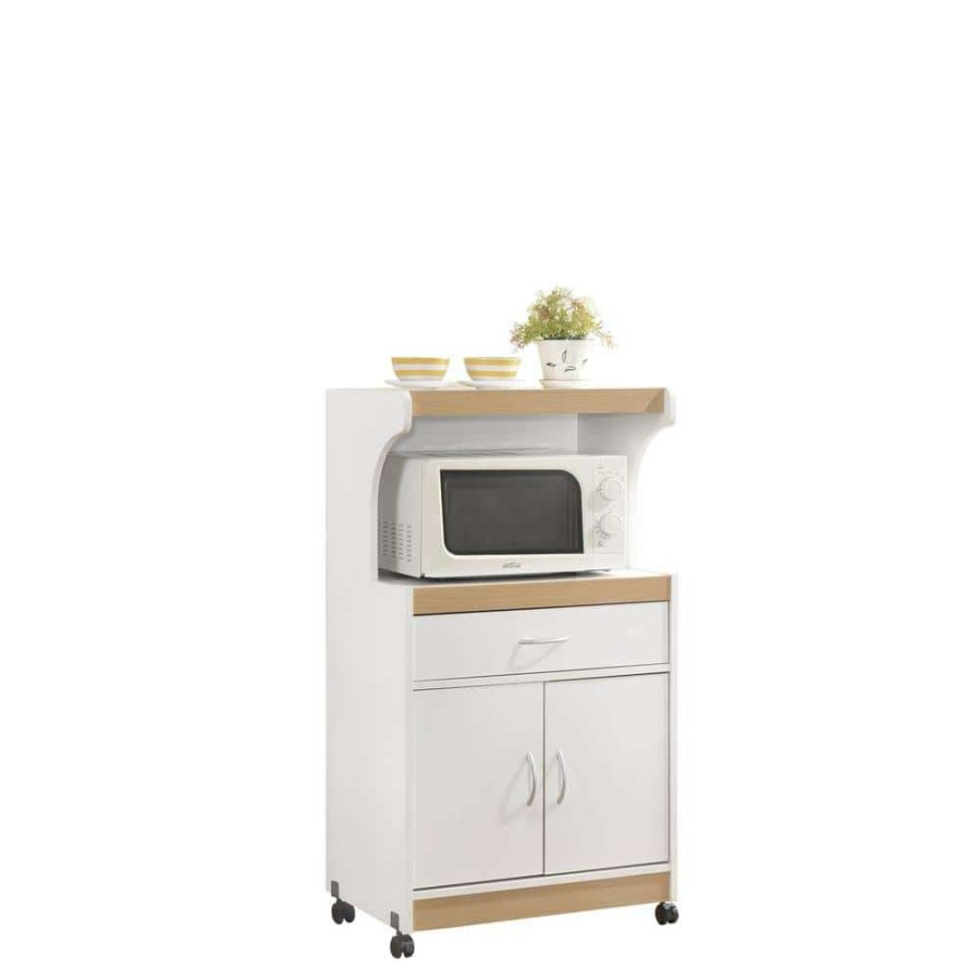 Kitchen & Dining Room Furniture * | White Microwave Cart With Storage By Hodedah