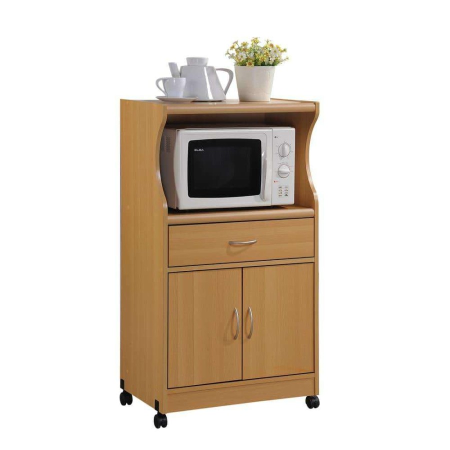 Kitchen & Dining Room Furniture * | Beech Microwave Cart With Storage By Hodedah