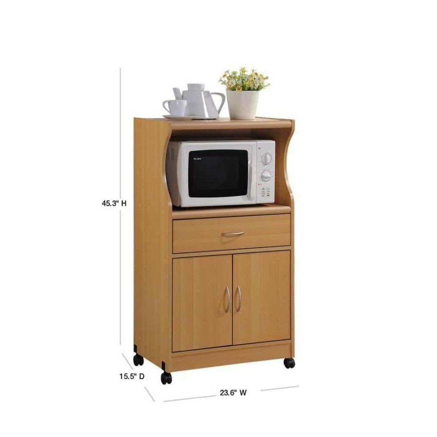 Kitchen & Dining Room Furniture * | Beech Microwave Cart With Storage By Hodedah