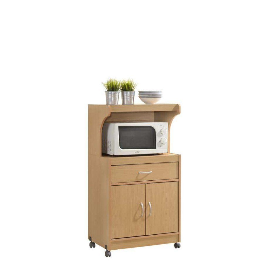 Kitchen & Dining Room Furniture * | Beech Microwave Cart With Storage By Hodedah