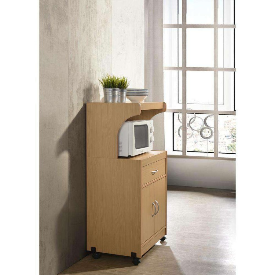 Kitchen & Dining Room Furniture * | Beech Microwave Cart With Storage By Hodedah