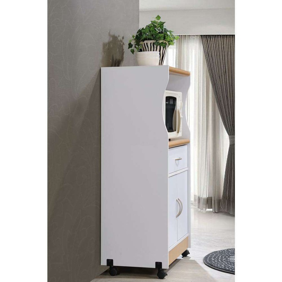 Kitchen & Dining Room Furniture * | White Microwave Cart With Storage By Hodedah