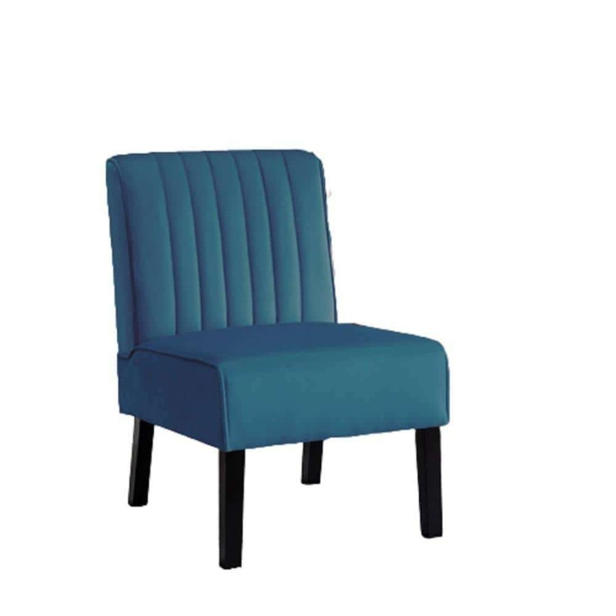 Living Room Furniture * | Evans Blue Velvet Accent Chair (Set Of 2) By Us Pride Furniture