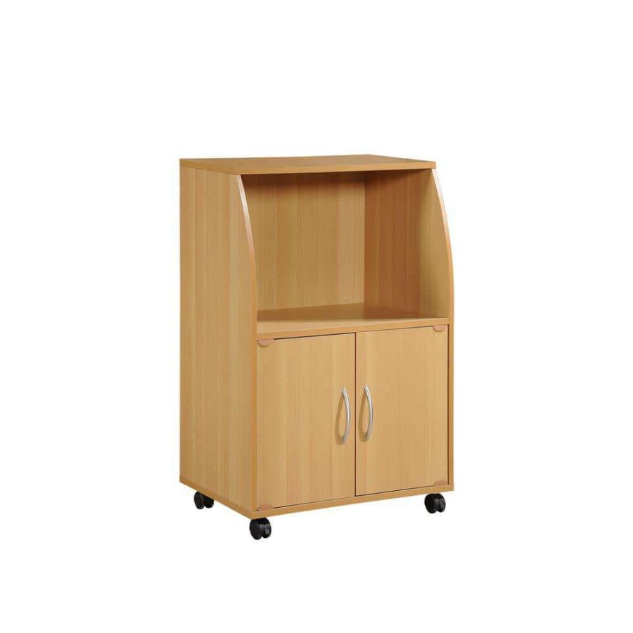 Kitchen & Dining Room Furniture * | Beech Microwave Cart With Storage By Hodedah