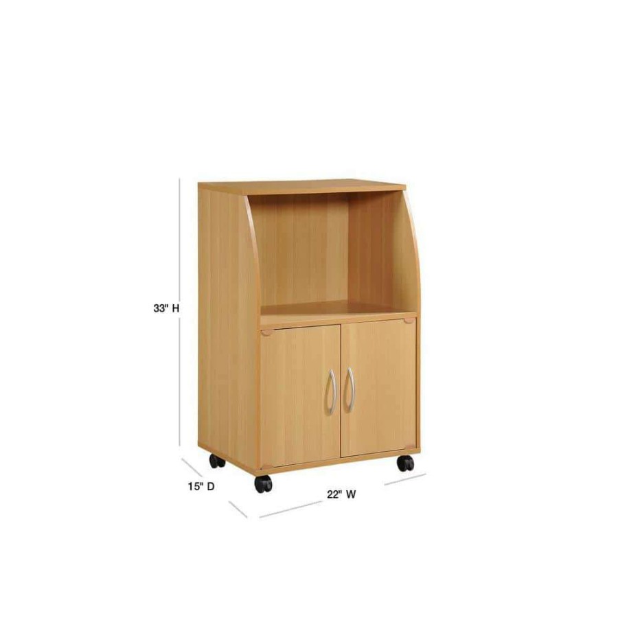 Kitchen & Dining Room Furniture * | Beech Microwave Cart With Storage By Hodedah