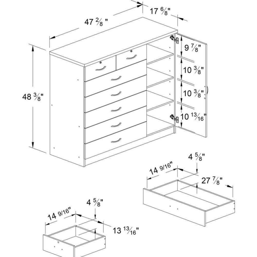 Bedroom Furniture * | 7-Drawer Mahogany Chest Of Drawers With Door By Hodedah