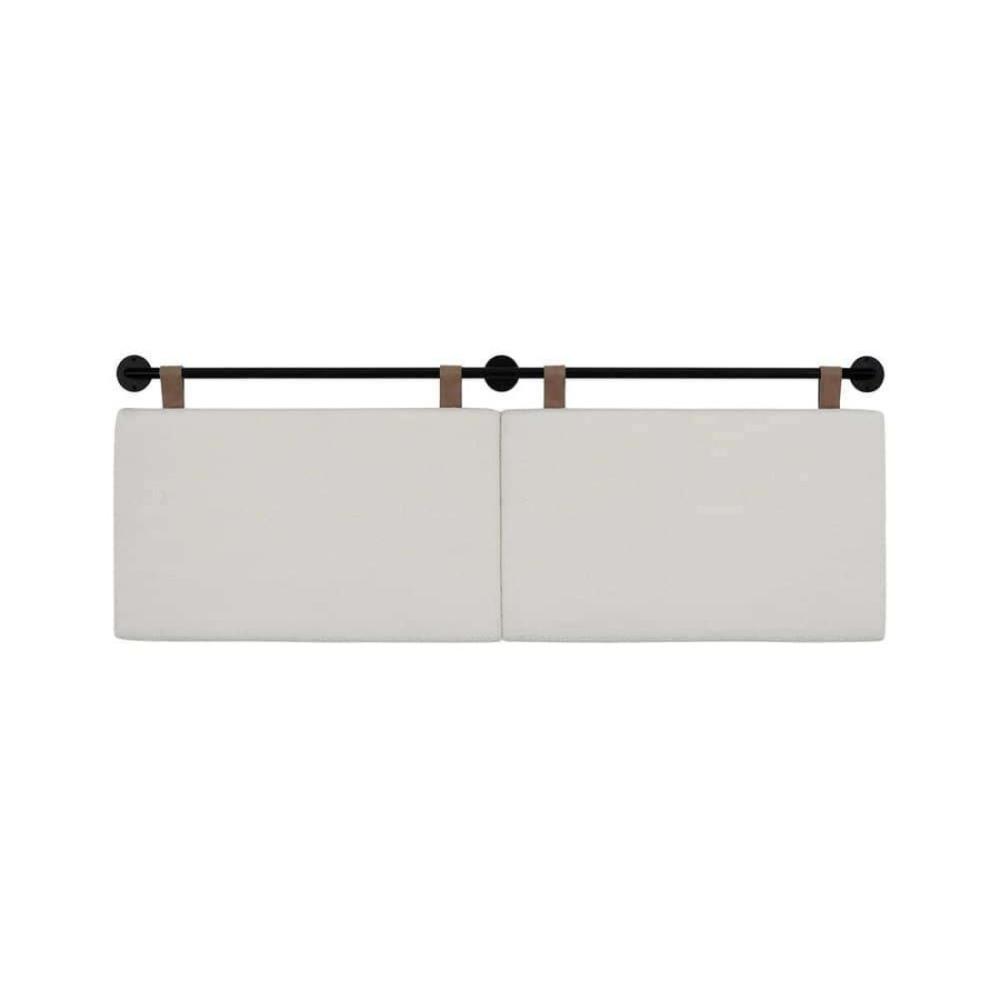 Bedroom Furniture * | Charlie 74 In. W White/Black King Wall Mount Padded Headboard, Adjustable Height With Black Metal Rail By Nathan James