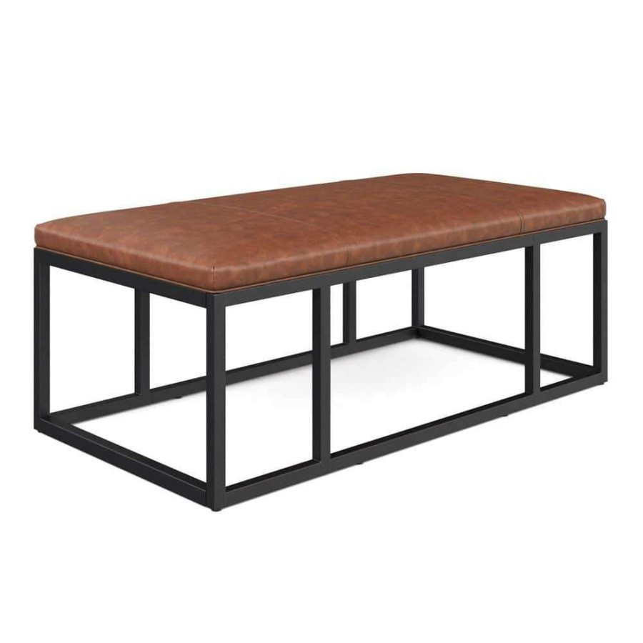 Living Room Furniture * | Nelson 47 In. Warm Brown/Black Large Rectangle Wood Coffee Table With Storage By Nathan James