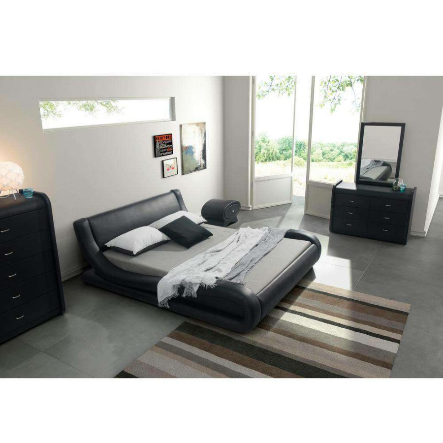 Bedroom Furniture * | Black Queen Upholstered Bed By Us Pride Furniture