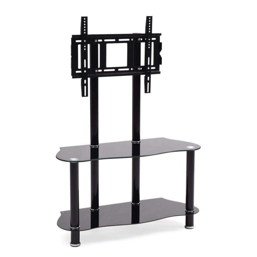 Living Room Furniture * | 35 In. Black Glass Tv Stand Fits Tvs Up To 55 In. With Cable Management By Hodedah