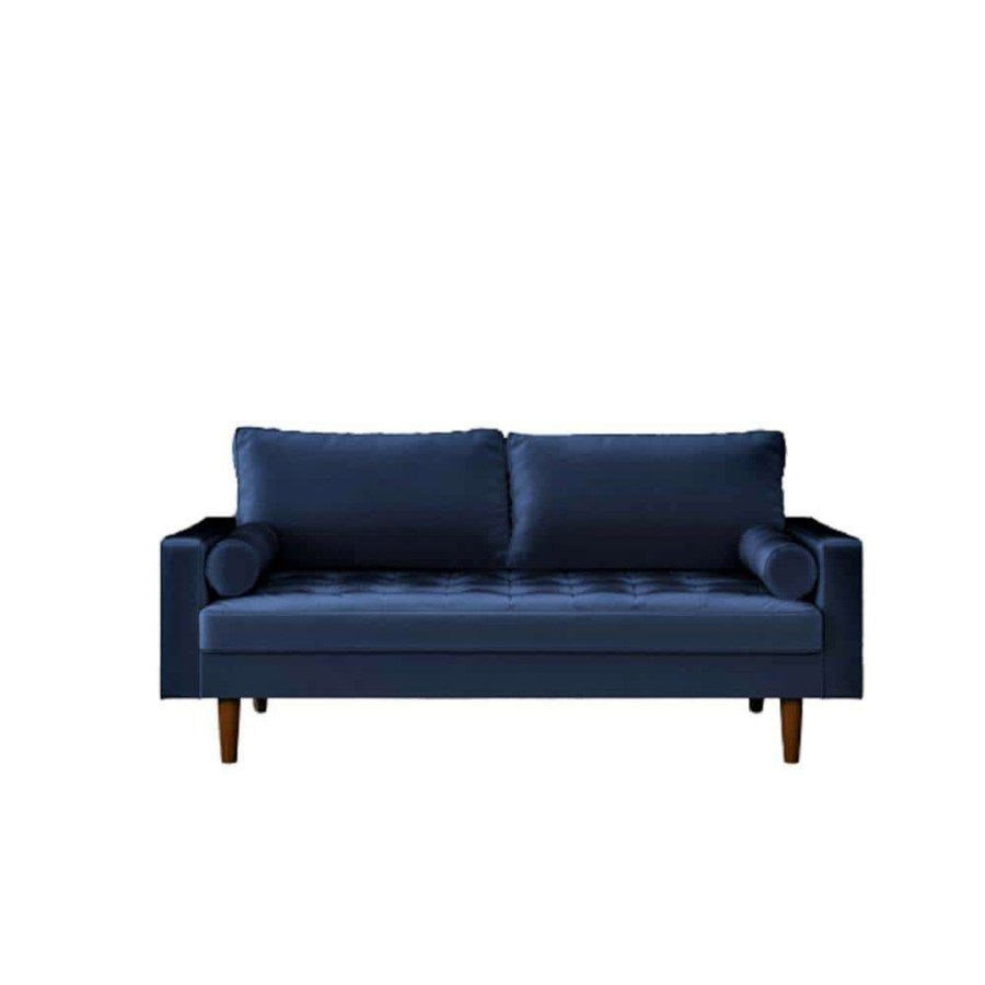 Living Room Furniture * | Womble 69.7 In. Space Blue Velvet 2-Seater Lawson Sofa With Square Arms By Us Pride Furniture