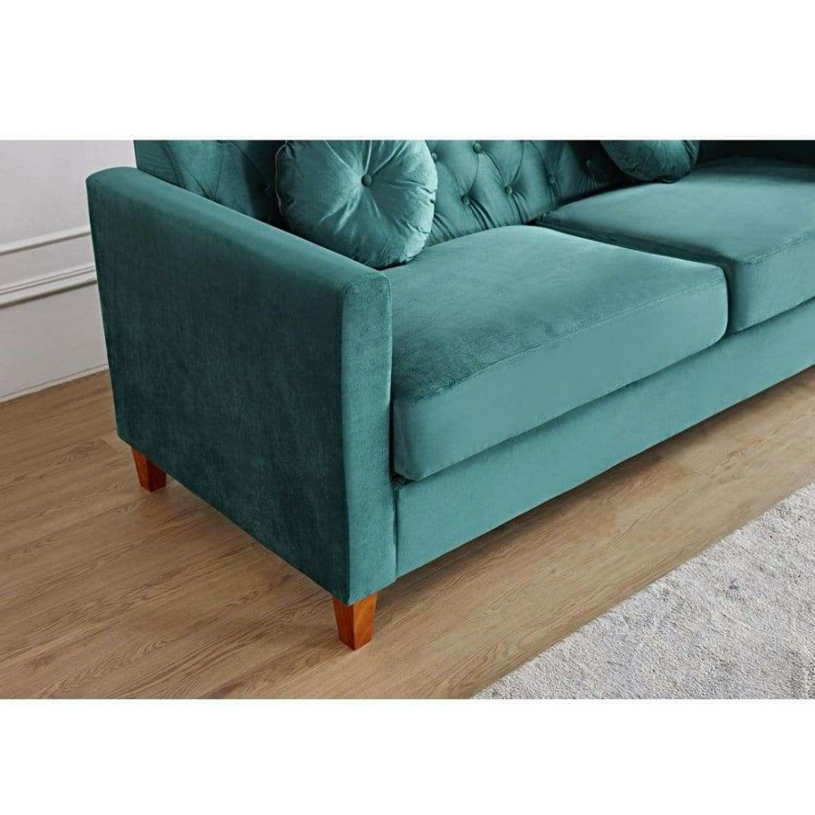 Living Room Furniture * | Lory 79.5 In. W Square Arms Velvet 3-Seats Straight Lawson Sofa With In Green By Us Pride Furniture