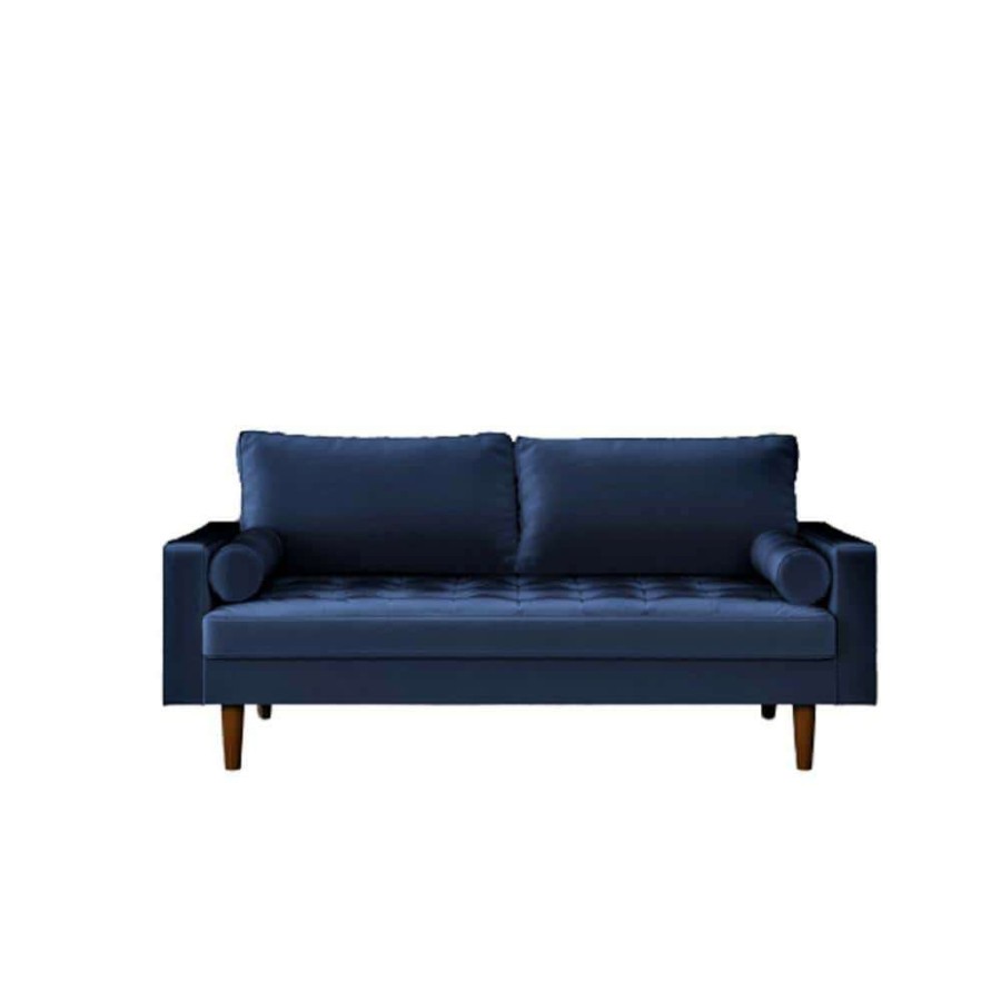 Living Room Furniture * | Womble 69.7 In. Space Blue Velvet 2-Seats Lawson Sofa With Square Arms By Us Pride Furniture