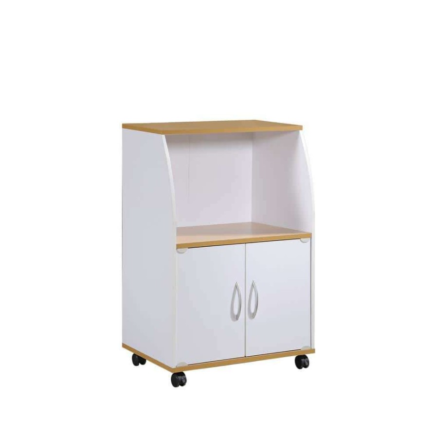 Kitchen & Dining Room Furniture * | White Microwave Cart With Storage By Hodedah