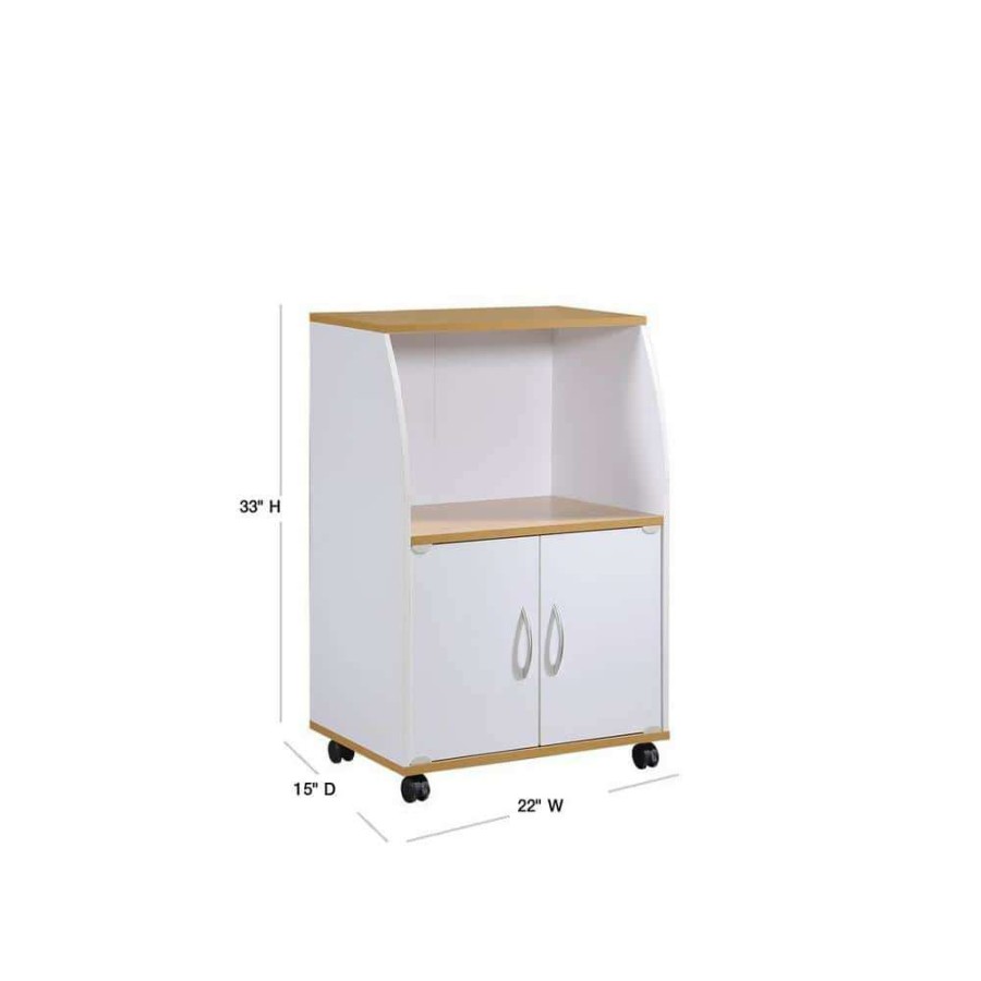 Kitchen & Dining Room Furniture * | White Microwave Cart With Storage By Hodedah